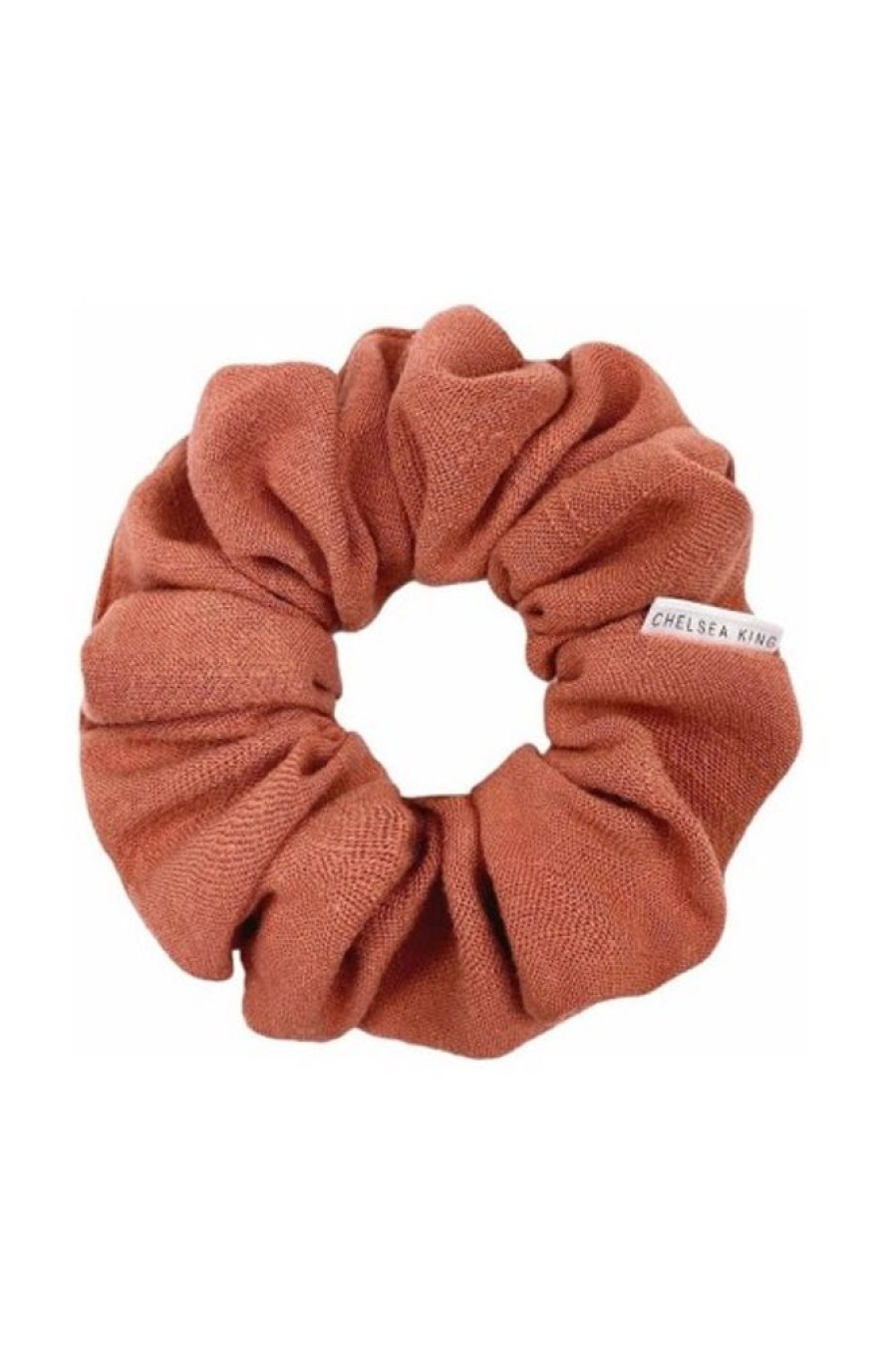 Chelsea King Chelsea King Natural Linen Scrunchie In Terracotta | Beauty