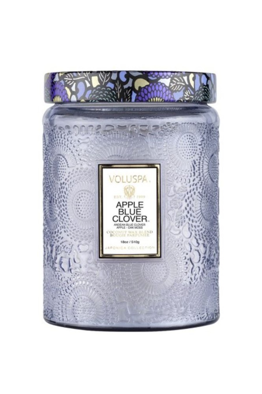 Voluspa Voluspa Large Glass Jar Candle In Apple Blue Clover | Home Decor