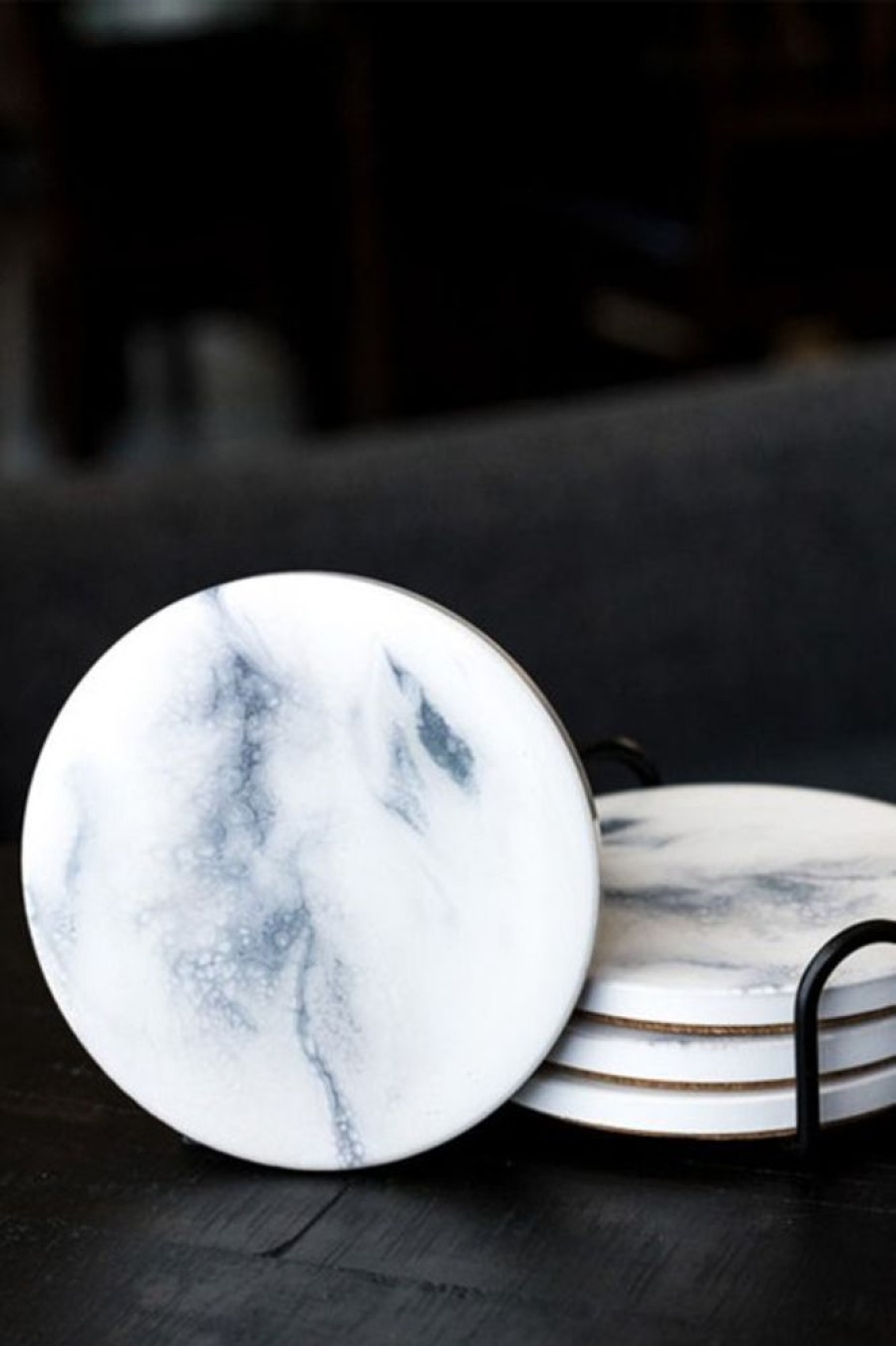 LYNN & LIANA Lynn & Liana Ceramic Resin Coaster In Marble | Home Decor