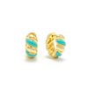 Lover's Tempo Lover'S Tempo Croissant Enamel Huggies In Gold + Teal | Accessories