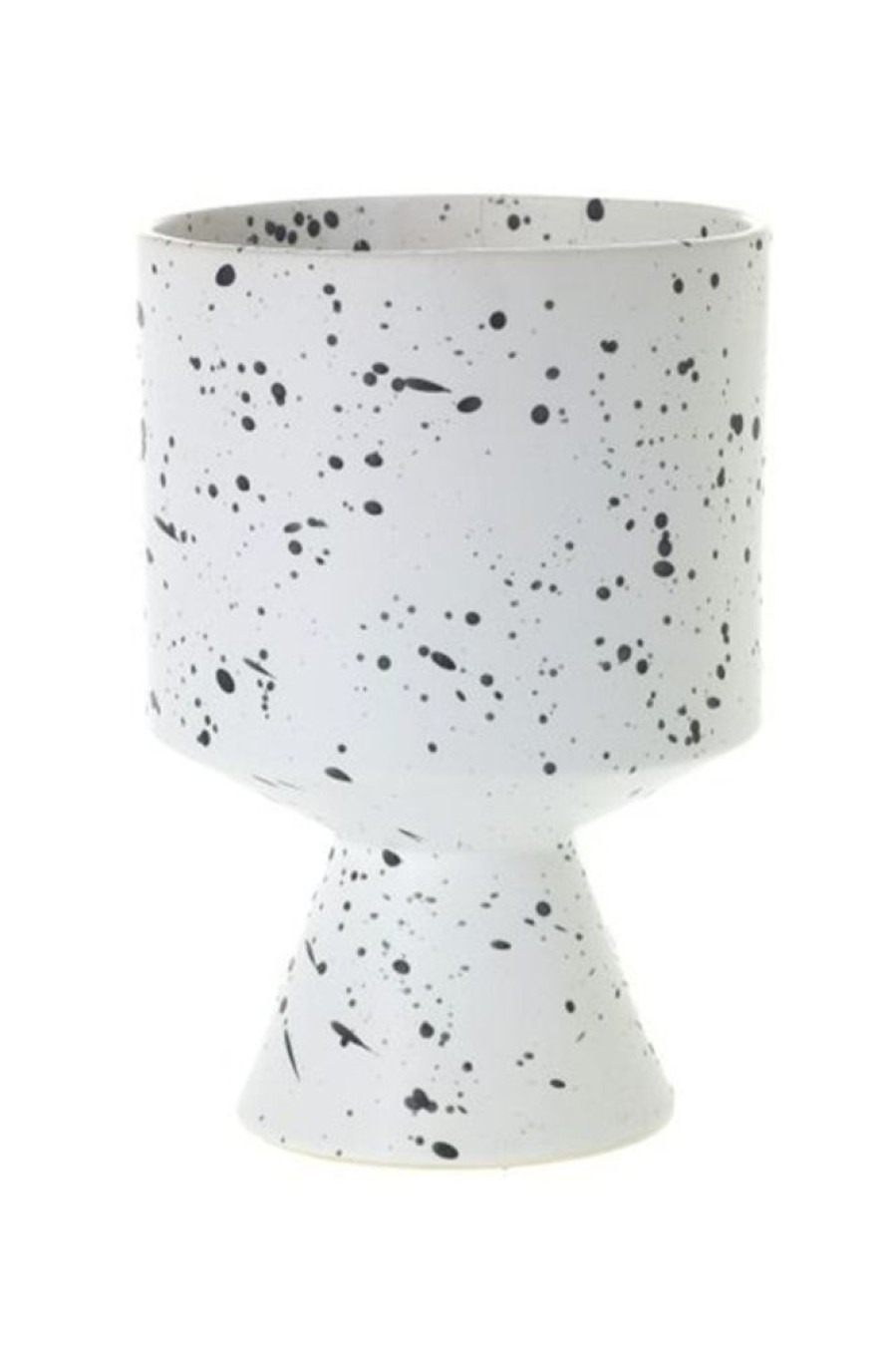 UNITED FLORAL De Vil Pot In White Speckle 6 | Home Decor