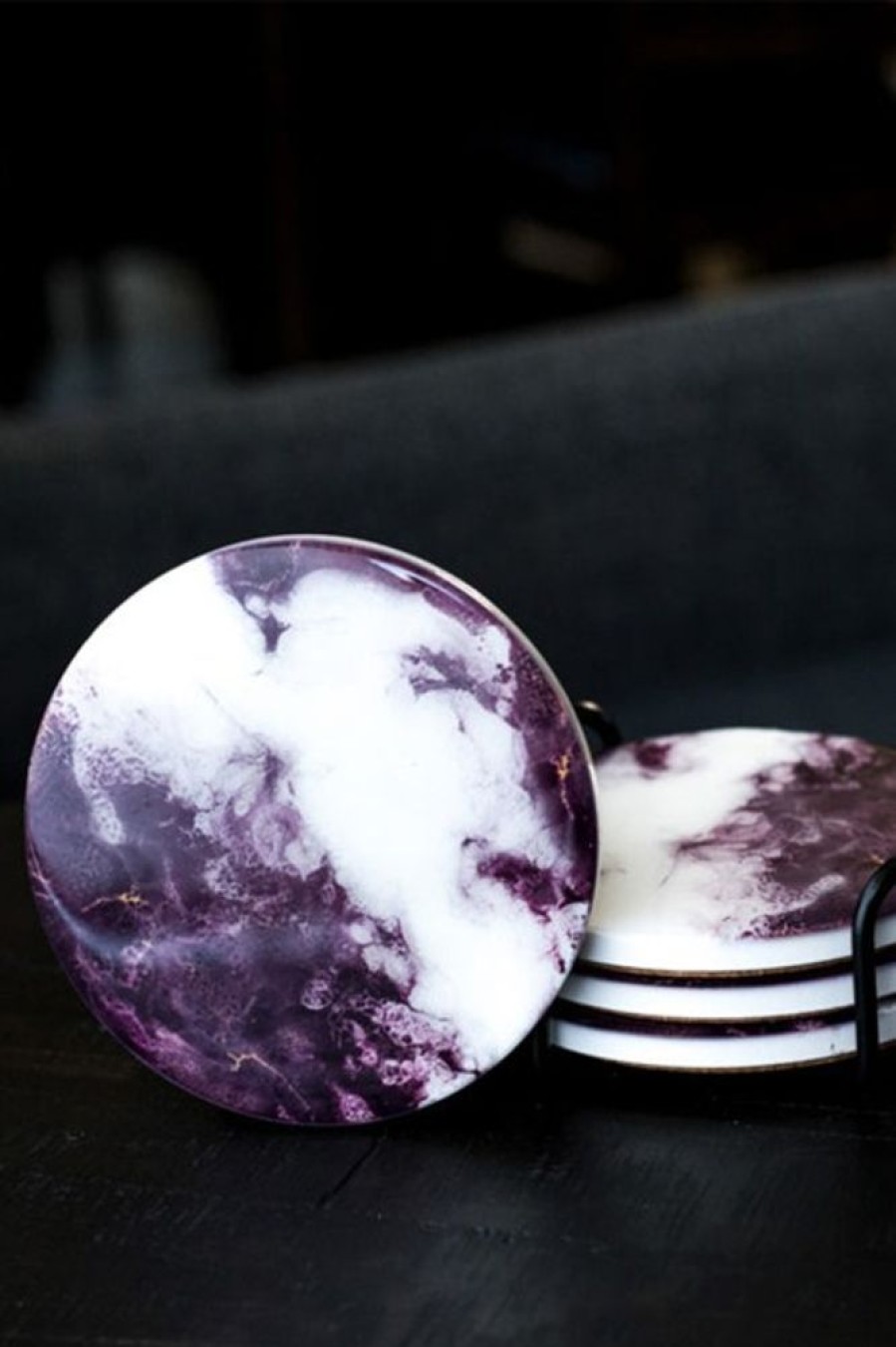 LYNN & LIANA Lynn & Liana Ceramic Resin Coaster In Merlot | Home Decor