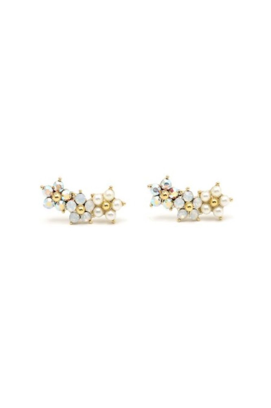 Lover's Tempo Lover'S Tempo Floral Ear Climber Post Earrings In White | Accessories