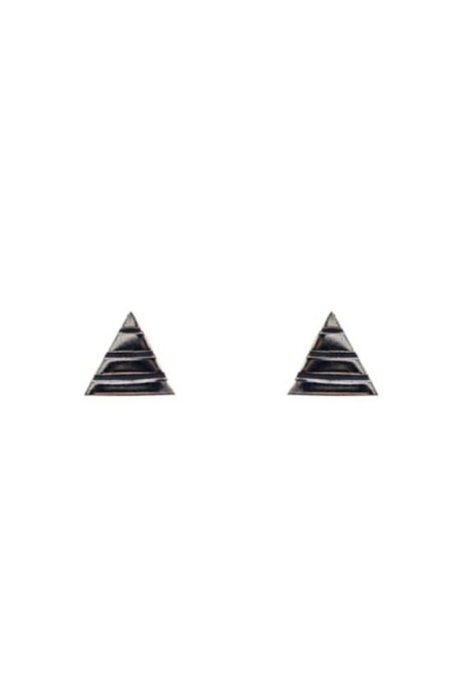 Mimi & Marge Mimi & Marge Triangle Stripe Stud In Silver | Accessories