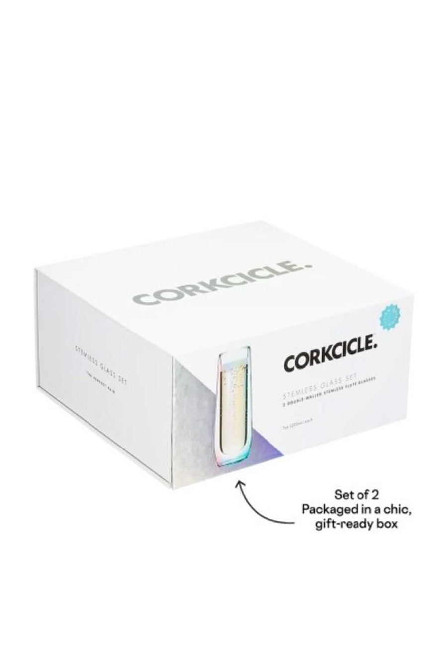 CORKCICLE Corkcicle Glass Flute Double Pack In Prism | Home Decor