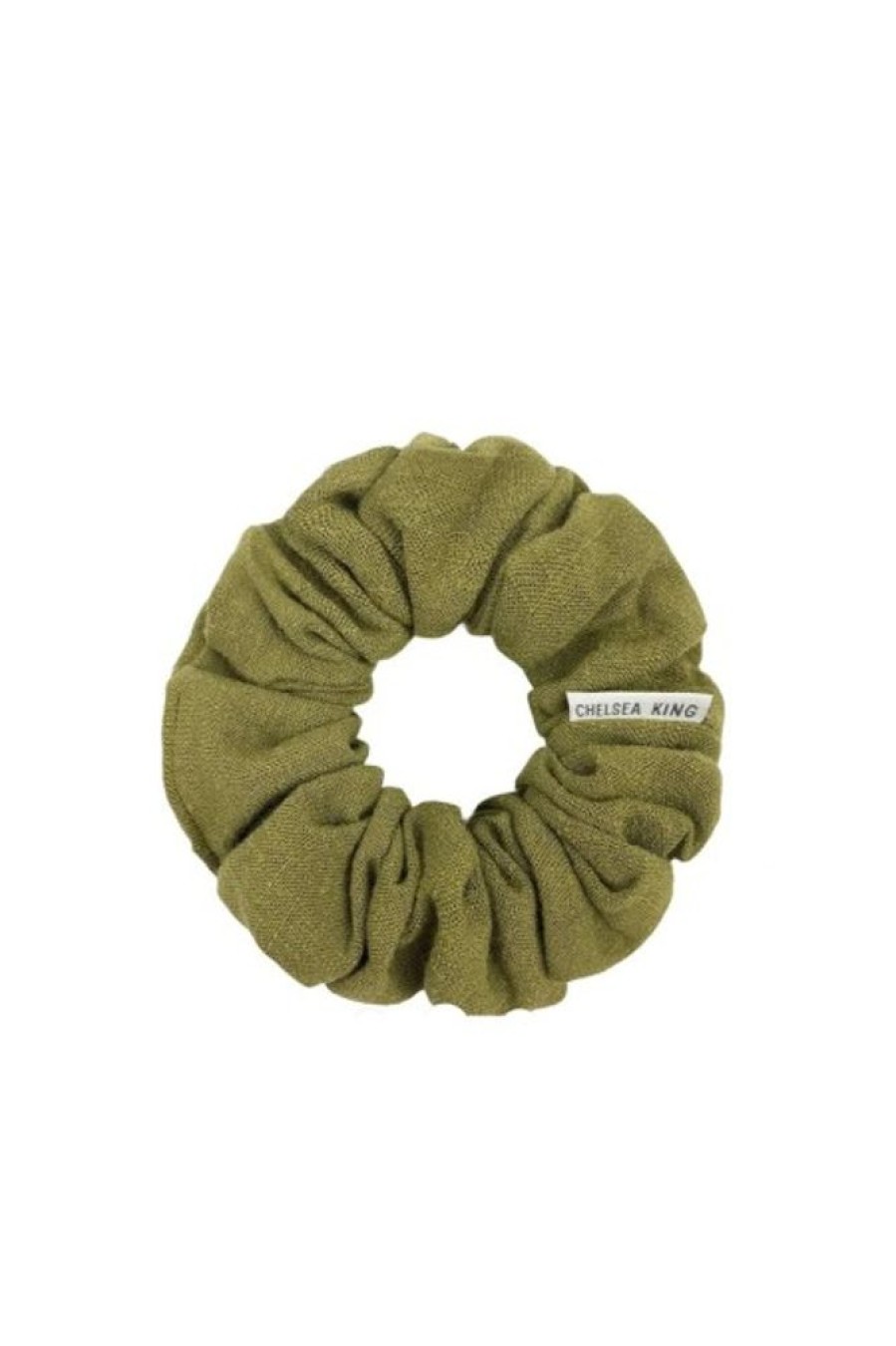 Chelsea King Chelsea King Natural Linen Scrunchie In Olive | Beauty