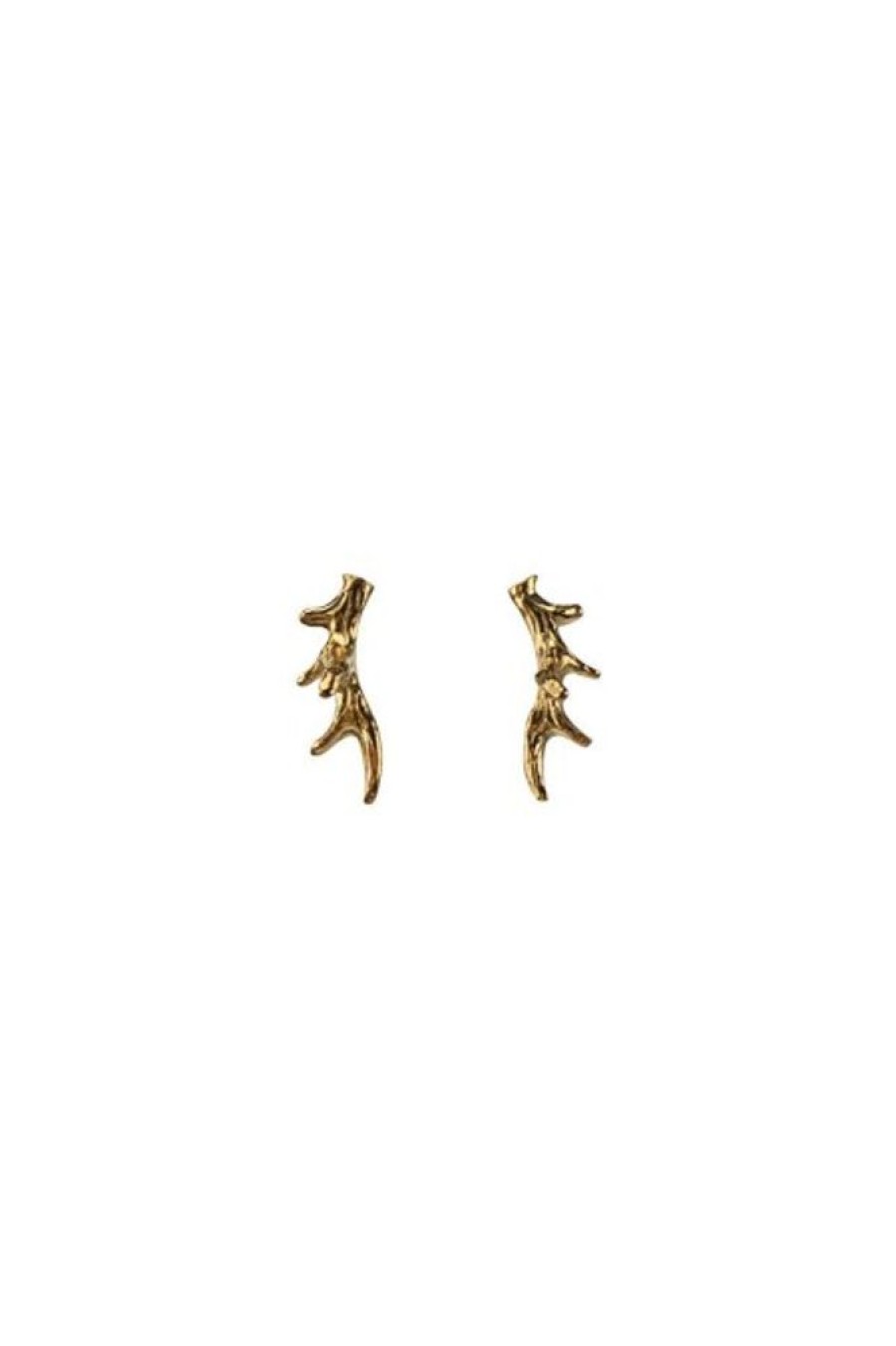 Mimi & Marge Mimi & Marge Small Antler Stud Earring In Gold | Accessories