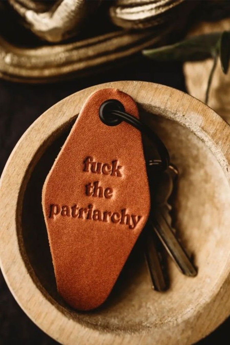 MISFIT MADE GOODS Misfit Fuck The Patriarchy Leather Motel Keychain | Tech & Travel