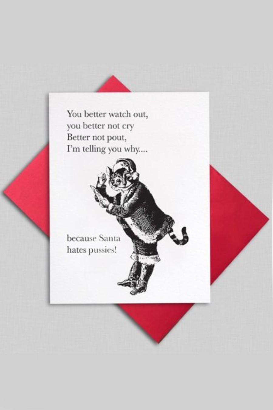 CARDIDEOLOGY Cardideology Santa Hates Pussies Card | Office