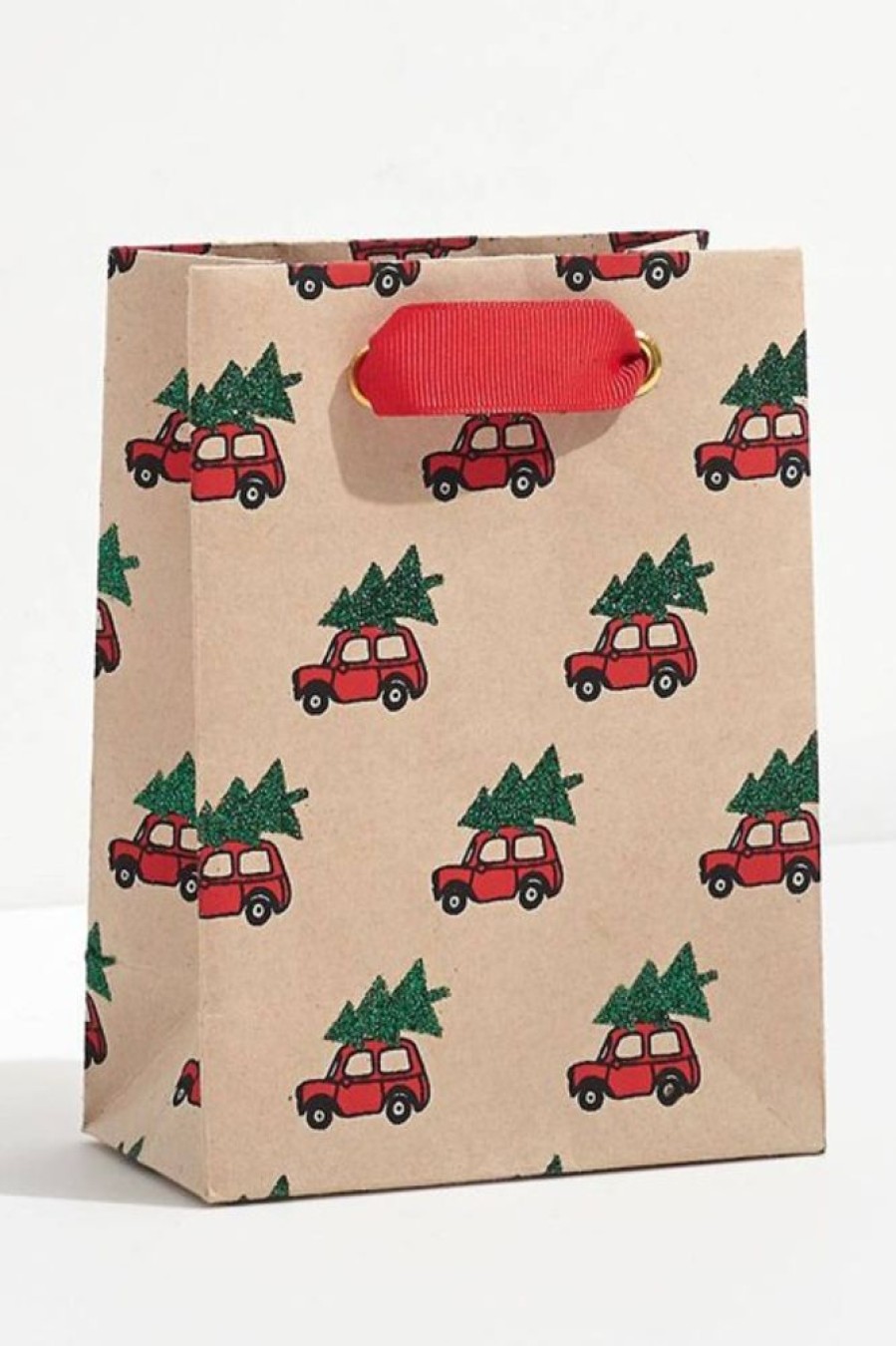 Waste Not Paper Wnp Red Cars + Glitter Trees Small Bag | Office