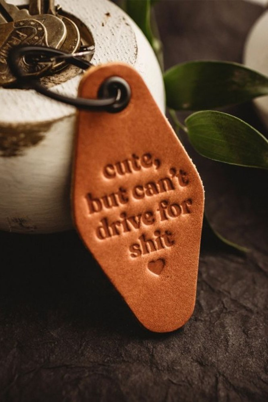 MISFIT MADE GOODS Misfit Cute But Can'T Drive Leather Motel Keychain | Tech & Travel